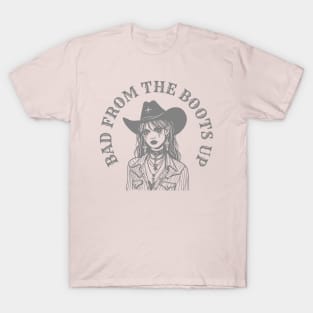 Bad from the boots up cowgirl - gray print T-Shirt